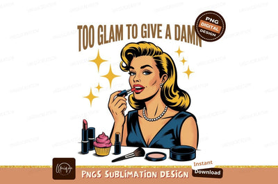 Glamorous woman applying lipstick with makeup beauty Sublimation Designangry 