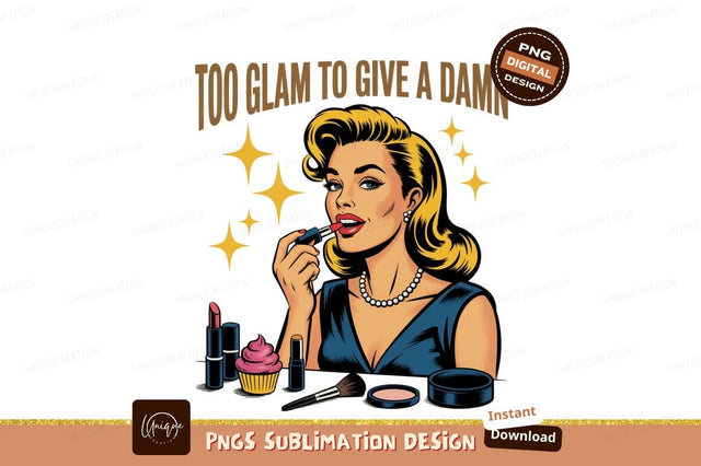 Glamorous woman applying lipstick with makeup beauty Sublimation Designangry 