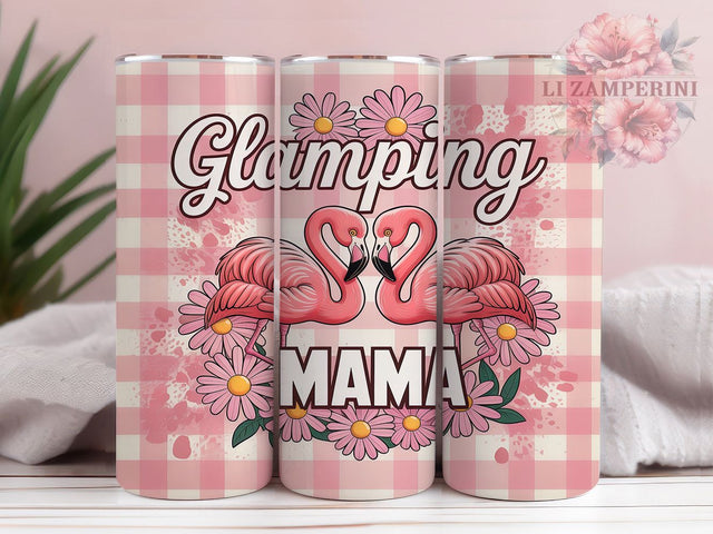 Glamping Flamingo Pink Camo Tumbler, Flamingo Tumbler Design, Pink Camo Tumbler, Floral Tumbler Wrap, 20oz Skinny Tumbler, Mama Tumbler Wrap, Boho Tumbler Design Sublimation Li Zamperini 