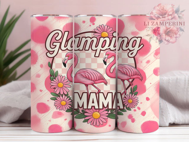 Glamping Flamingo Pink Camo Tumbler, Flamingo Tumbler Design, Pink Camo Tumbler, Floral Tumbler Wrap, 20oz Skinny Tumbler, Mama Tumbler Wrap, Boho Tumbler Design Sublimation Li Zamperini 
