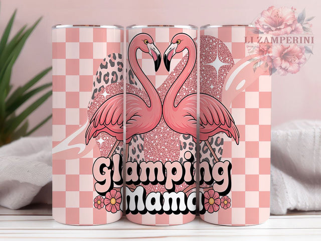 Glamping Flamingo Pink Camo Tumbler, Flamingo Tumbler Design, Pink Camo Tumbler, Floral Tumbler Wrap, 20oz Skinny Tumbler, Mama Tumbler Wrap, Boho Tumbler Design Sublimation Li Zamperini 