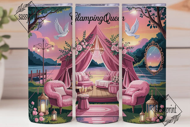 Glamping Queen 20oz Tumbler Wrap Sublimation sassyprint 
