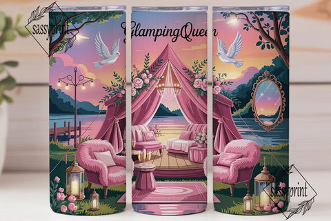 Glamping Queen 20oz Tumbler Wrap Sublimation sassyprint 