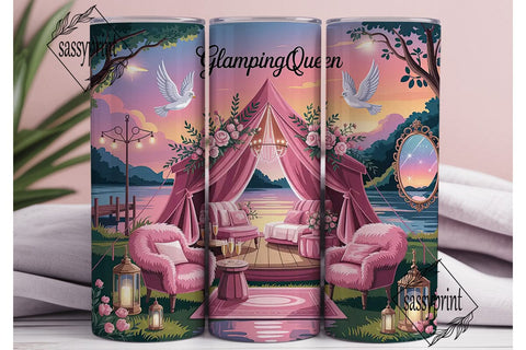 Glamping Queen 20oz Tumbler Wrap Sublimation sassyprint 