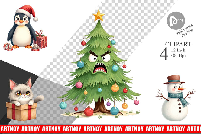 Glaring Christmas Crew Clipart Sublimation artnoy 