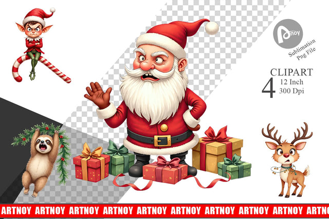 Glaring Christmas Crew Clipart Sublimation artnoy 