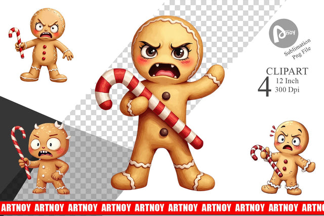 Glaring Gingerbread Man Clipart Sublimation artnoy 