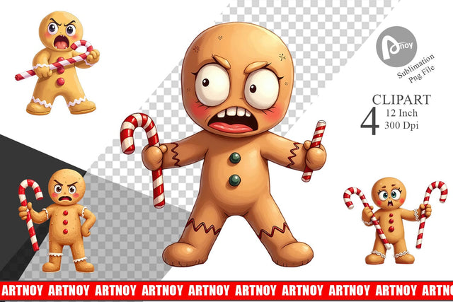 Glaring Gingerbread Man Clipart Sublimation artnoy 