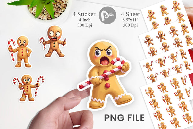 Glaring Gingerbread Man Sticker Sublimation artnoy 