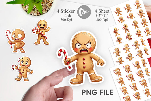 Glaring Gingerbread Man Sticker Sublimation artnoy 