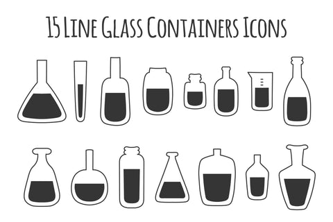 Glass Bottle Tube Container Flask Doodles Line Icons Sublimation Rin Green 