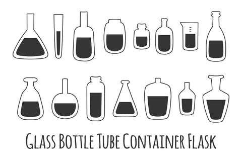 Glass Bottle Tube Container Flask Doodles Line Icons Sublimation Rin Green 