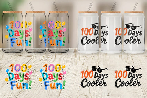 Glass Can 100 Days Crayon Fun Quotes Sublimation artnoy 