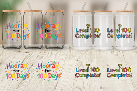 Glass Can 100 Days Crayon Fun Quotes Sublimation artnoy 