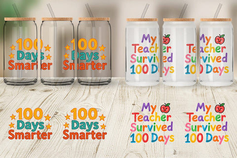 Glass Can 100 Days Crayon Fun Quotes Sublimation artnoy 