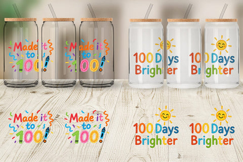 Glass Can 100 Days Crayon Fun Quotes Sublimation artnoy 