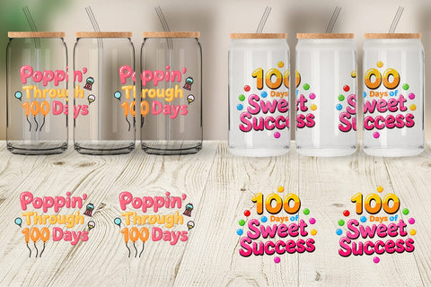 Glass Can 100 Days Gumball Fun Quotes Sublimation artnoy 