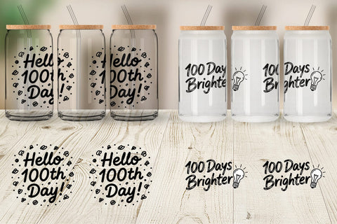 Glass Can 100 Days Scribble Art Quotes Sublimation artnoy 