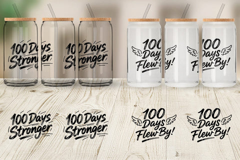 Glass Can 100 Days Scribble Art Quotes Sublimation artnoy 