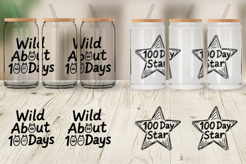 Glass Can 100 Days Scribble Art Quotes Sublimation artnoy 