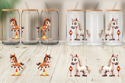 Glass Can 2026 Year of the Horse Watercolor Sublimation artnoy 