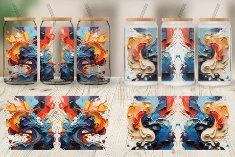 Glass Can 3D Abstract Paint Colorful Sublimation artnoy 