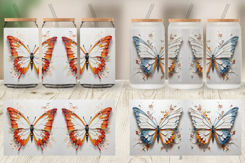 Glass Can 3D Butterfly Painting Sublimation artnoy 