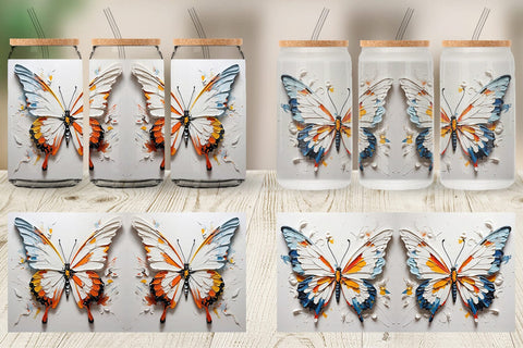 Glass Can 3D Butterfly Painting Sublimation artnoy 