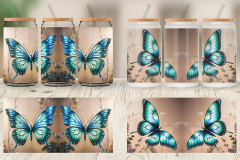 Glass Can 3D Butterfly Sublimation artnoy 