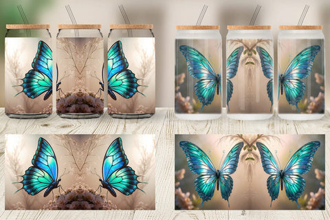 Glass Can 3D Butterfly Sublimation artnoy 