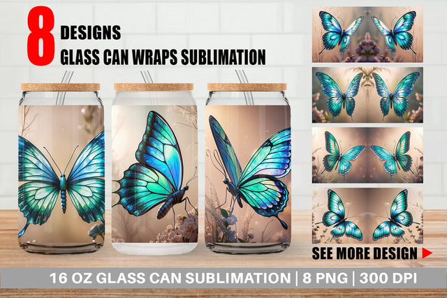 Glass Can 3D Butterfly Sublimation artnoy 