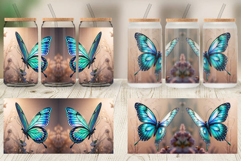 Glass Can 3D Butterfly Sublimation artnoy 