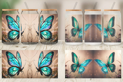 Glass Can 3D Butterfly Sublimation artnoy 