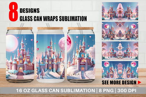 Glass Can 3D Castle Sublimation artnoy 