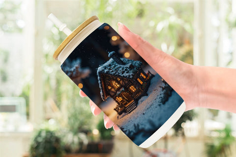 Glass Can 3D Christmas House Sublimation artnoy 
