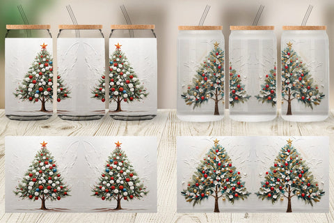 Glass Can 3D Christmas Tree Painting Sublimation artnoy 
