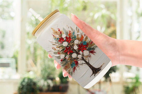 Glass Can 3D Christmas Tree Painting Sublimation artnoy 