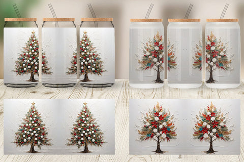 Glass Can 3D Christmas Tree Painting Sublimation artnoy 
