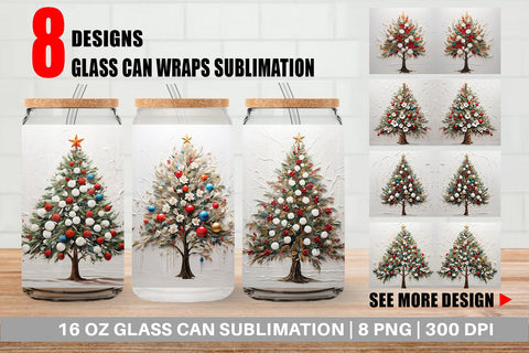 Glass Can 3D Christmas Tree Painting Sublimation artnoy 
