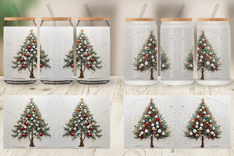 Glass Can 3D Christmas Tree Painting Sublimation artnoy 