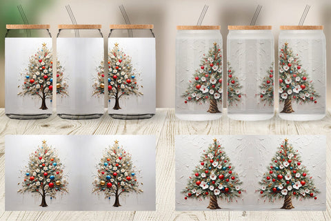 Glass Can 3D Christmas Tree Painting Sublimation artnoy 