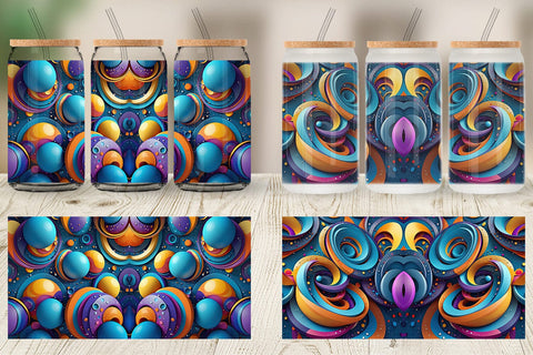 Glass Can 3D Circles and Bubbles Sublimation artnoy 