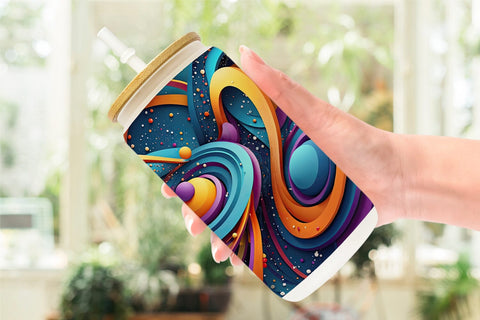 Glass Can 3D Circles and Bubbles Sublimation artnoy 