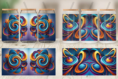 Glass Can 3D Circles and Bubbles Sublimation artnoy 