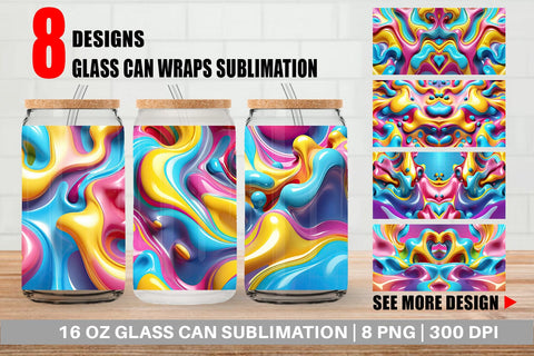 Glass Can 3D Colorful Liquid Sublimation artnoy 