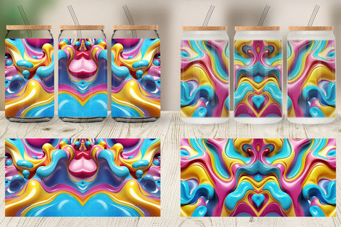 Glass Can 3D Colorful Liquid Sublimation artnoy 