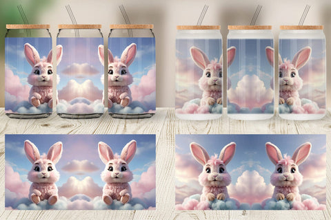 Glass Can 3D Cute Bunny Pastel Sublimation artnoy 