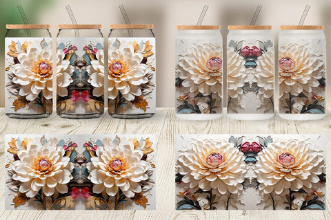 Glass Can 3D Dahlia Flower Sublimation artnoy 