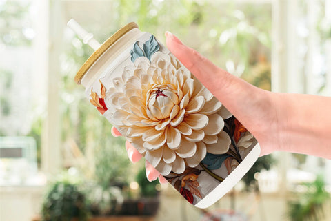 Glass Can 3D Dahlia Flower Sublimation artnoy 