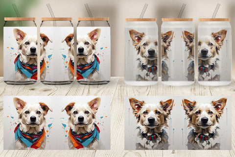 Glass Can 3D Dog Painting Sublimation artnoy 